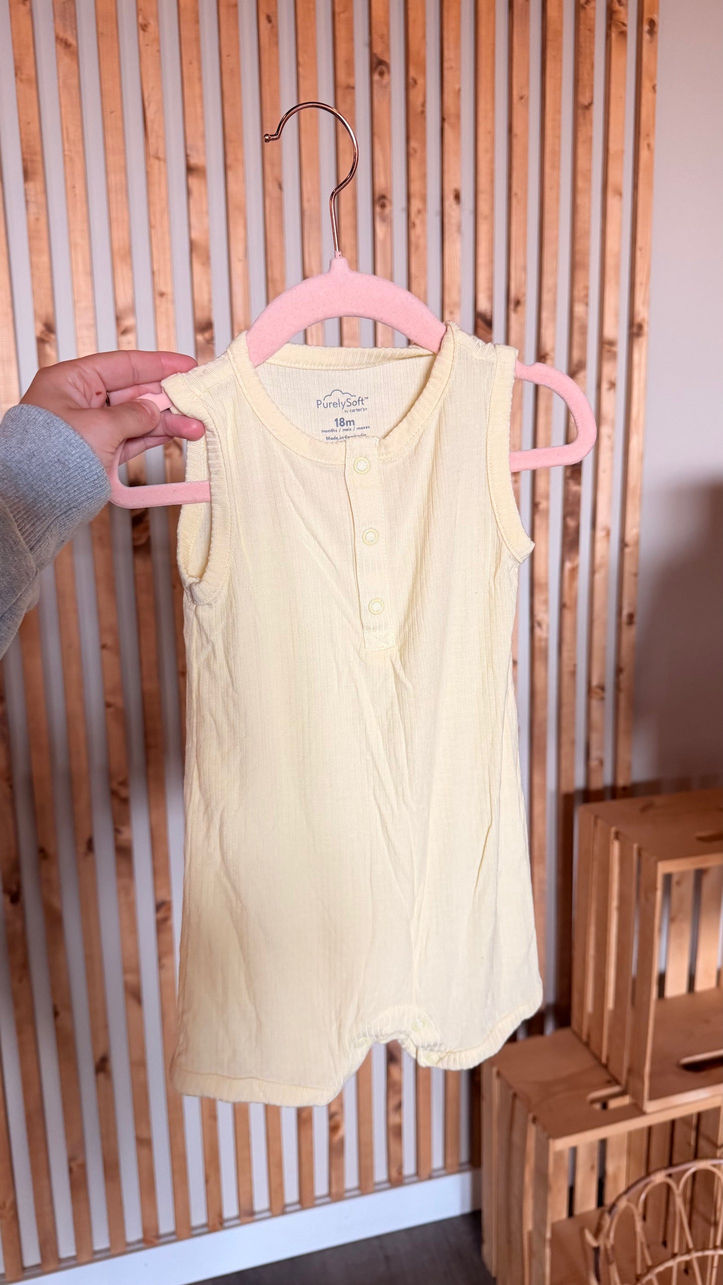 MM - Consignment - Purely Soft Butter Yellow Ribbed Romper 18M