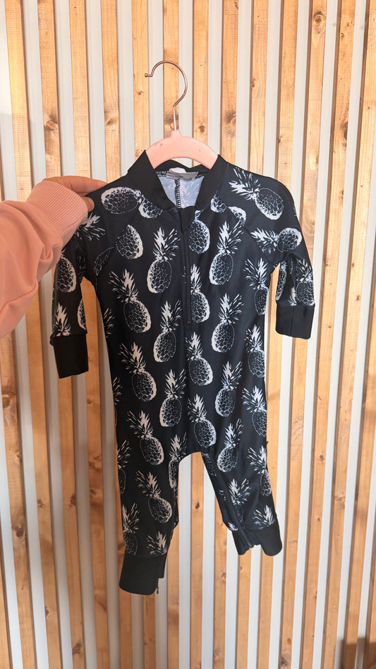 CC - Consignment - Honeysuckle Swim Company - Black Pineapple Swimsuit - 6-12m