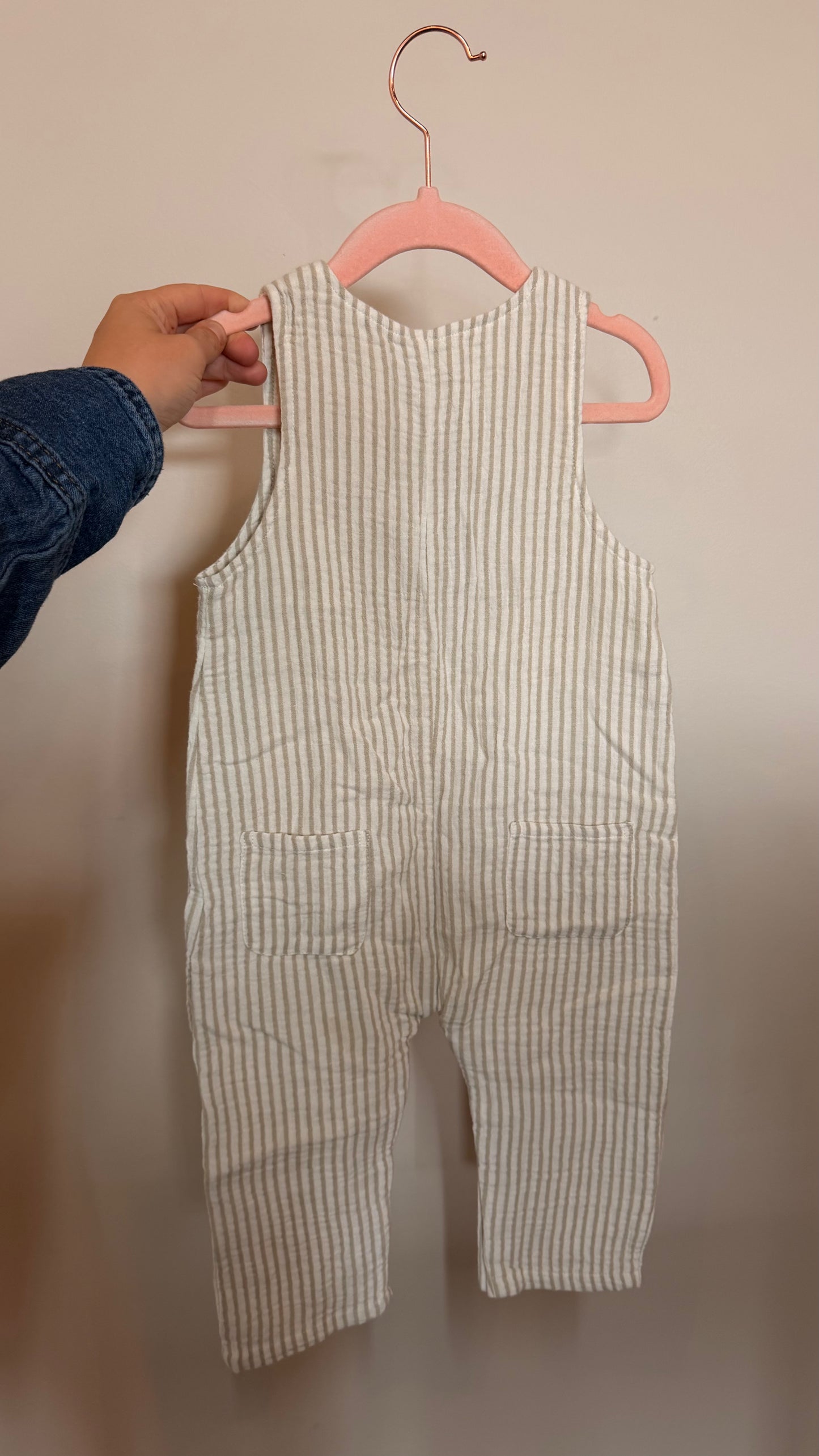 AB Consignment - Rylee & Cru Sage Striped Muslin Romper 12-18M