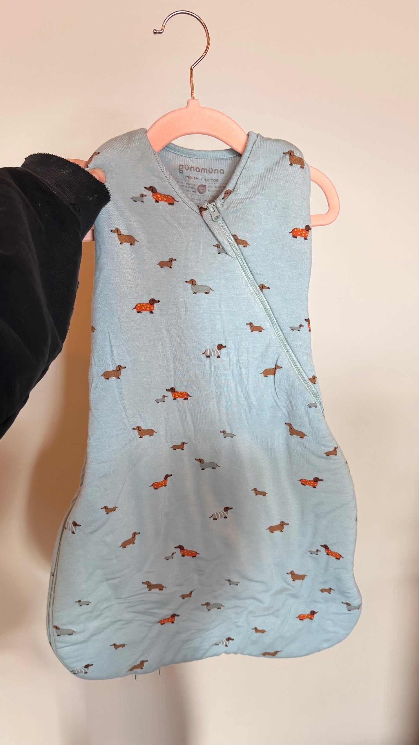 BB Consignment - Gunamuna Blue Weiner Dog 1.0 TOG Swaddle Sleep Sack 0-3M