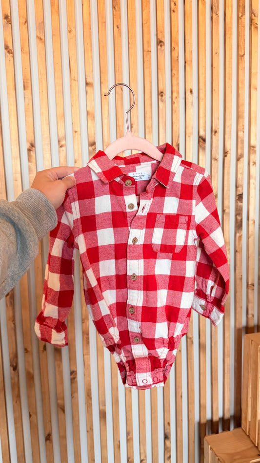 CC - Consignment - Rise Little Earthlings - Red Plaid Bodysuit 12-18M