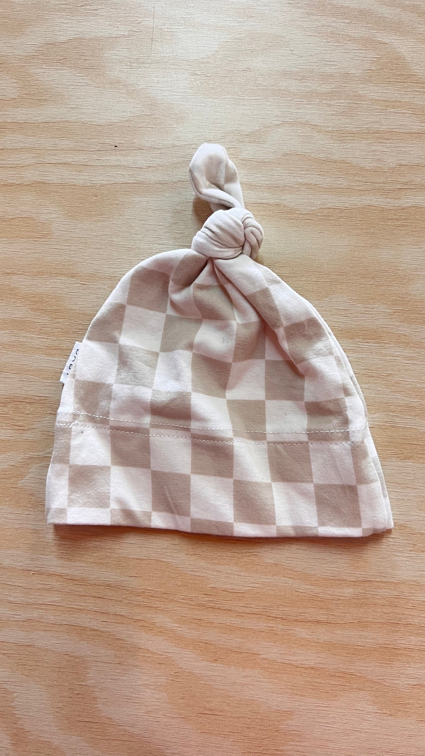 KD - Consignment - Mebie Baby Taupe Checkered Knot Hat Newborn