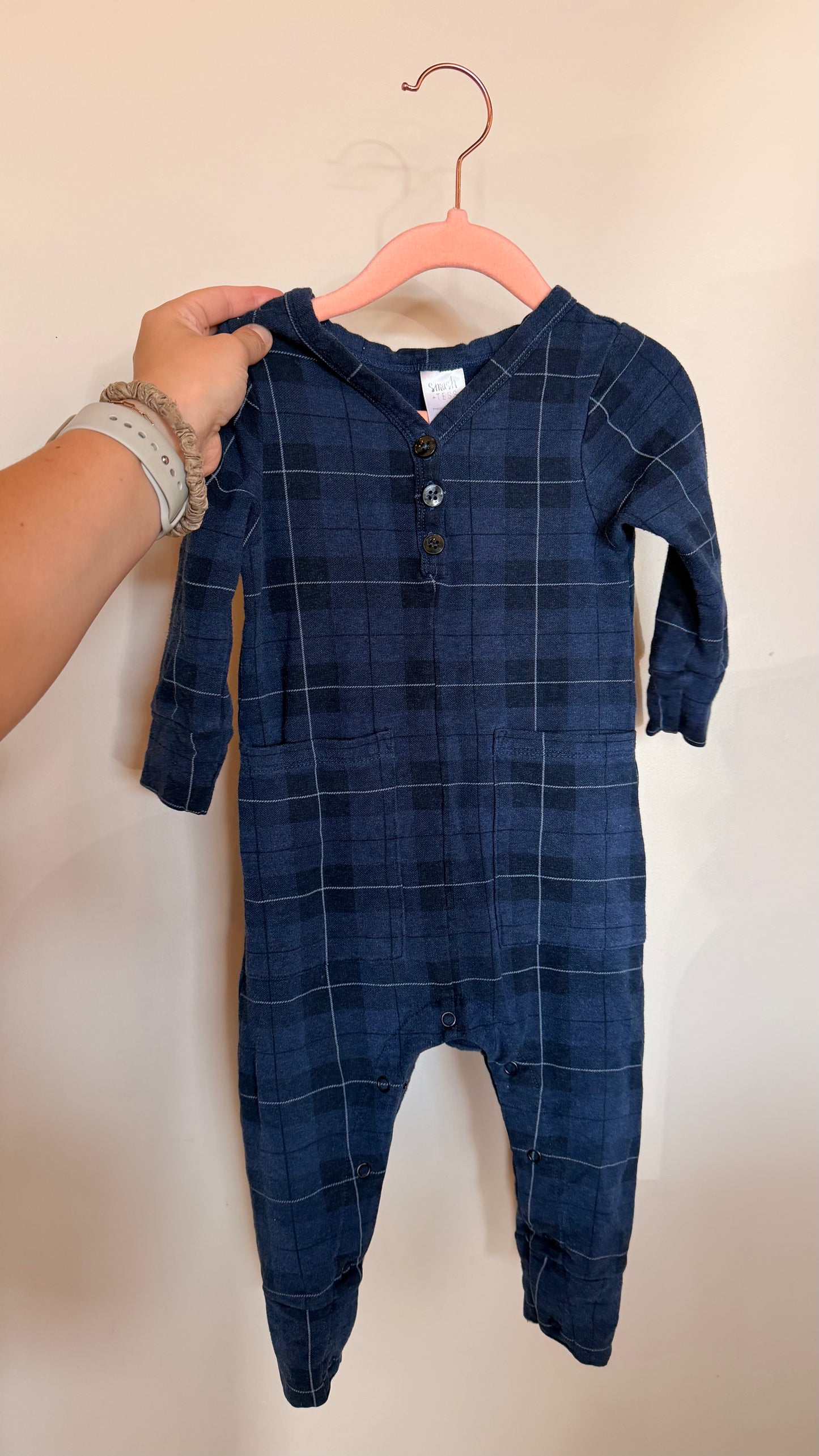 CAR MAR - Consignment - Smash + Tess - Blue Plaid Romper - 18-24M