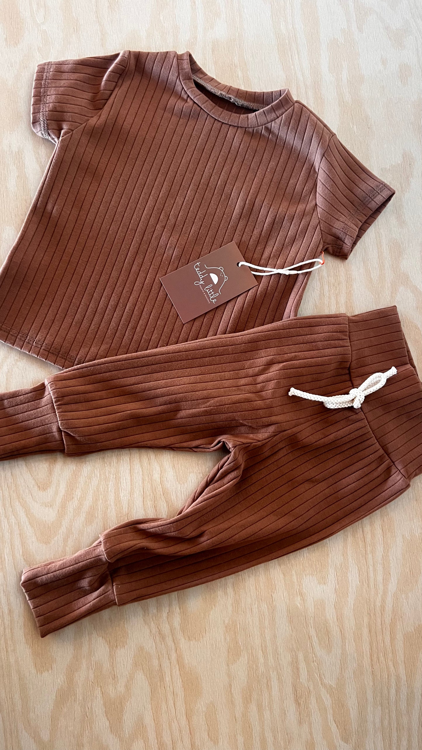Teddy Little Apparel - Brown Ribbed Sets