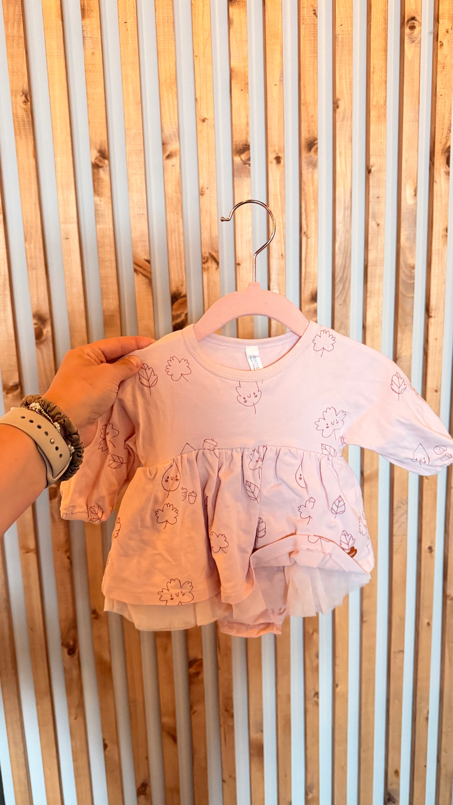 SM - Consignment - Souris Mini - Pink Dress with Built in Bodysuit - 0-3M