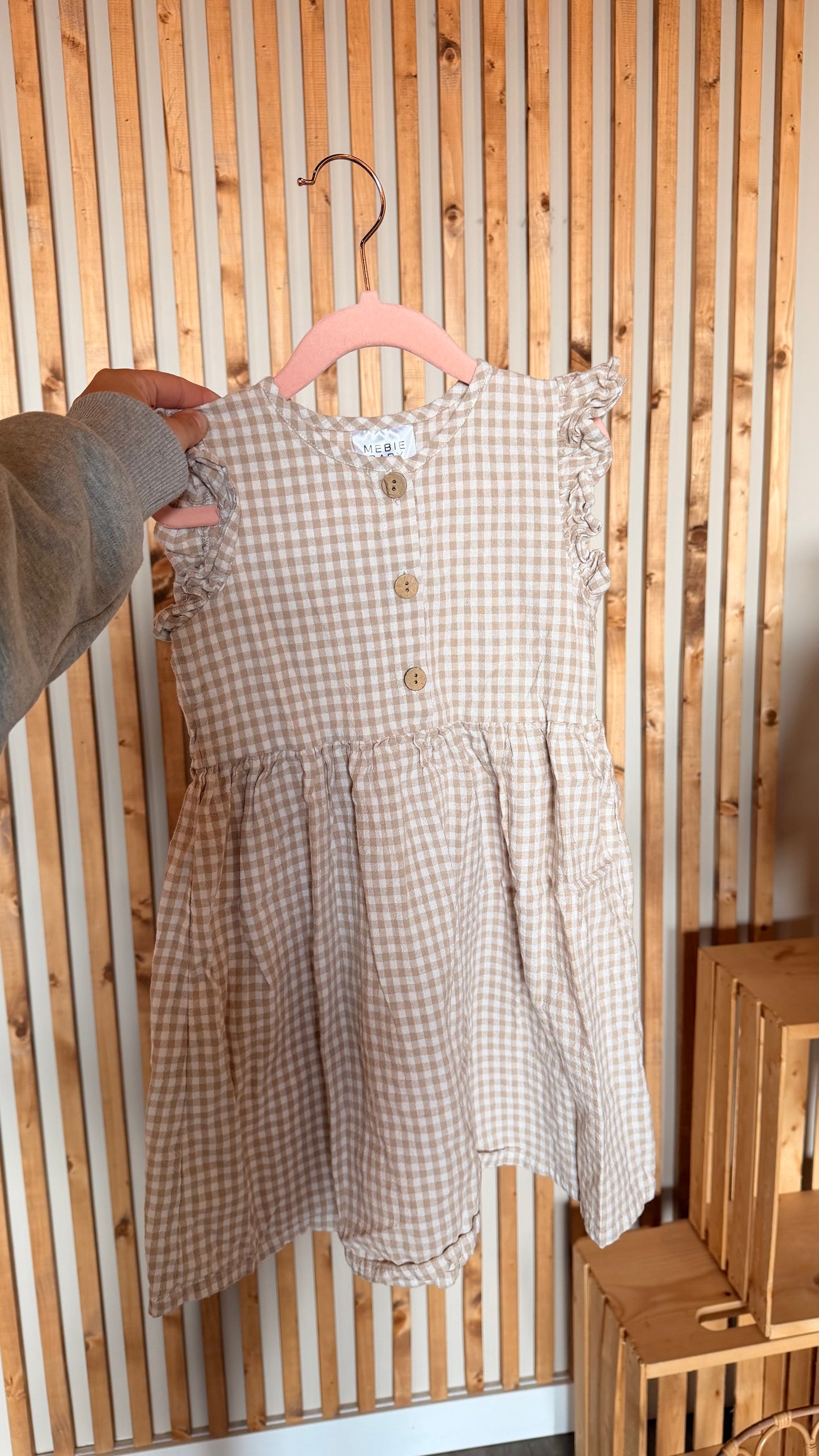 MM - Consignment - Mebie Baby Tan Gingham Dress 5T