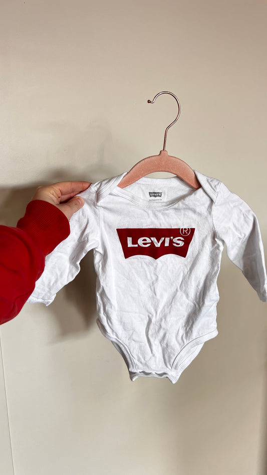 KB - Consignment - Levi White Long Sleeve Bodysuit - 6M