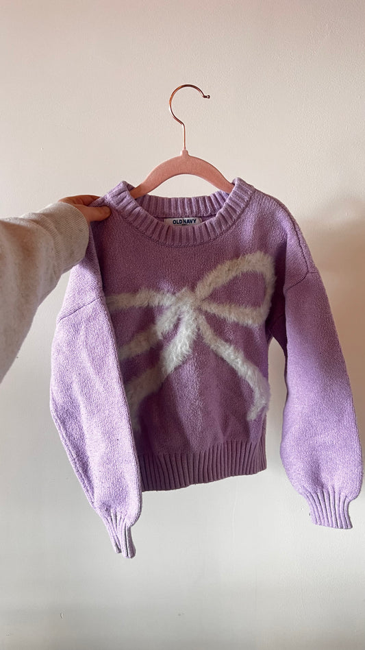 EM - Consignment - Old Navy Purple Bow Sweater - 6/7