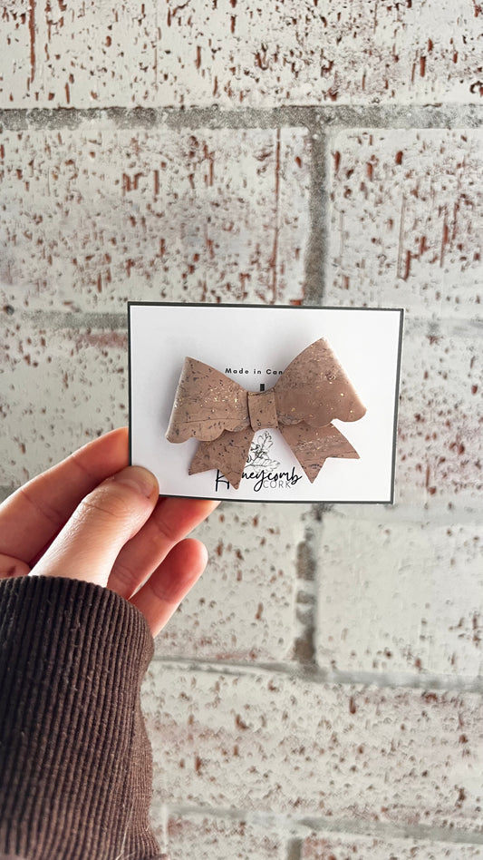 Honeycomb Cork - Kenna Bow - Clip - Beige