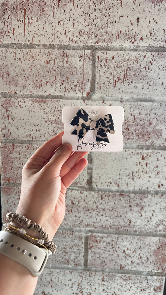 Honeycomb Cork -Kenna Bow - Clip - Cow Print