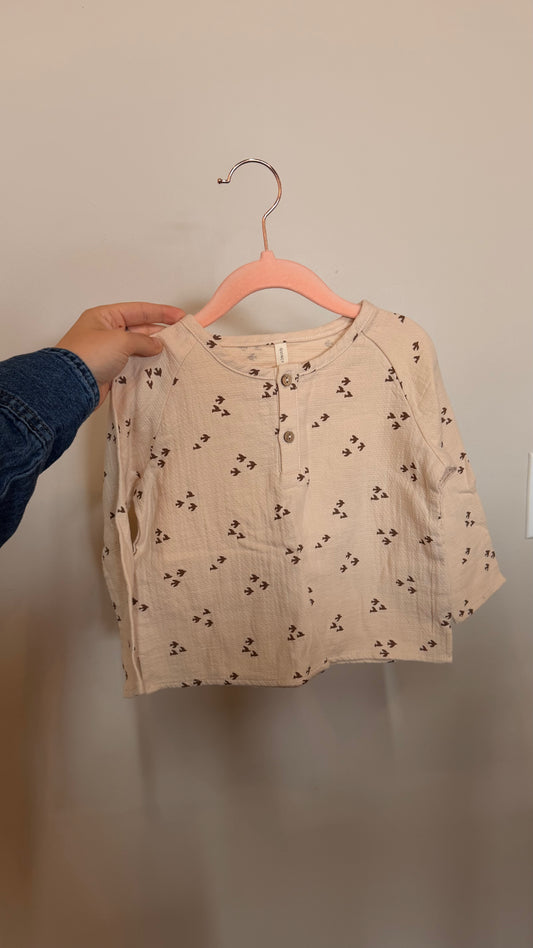 AB Consignment - Quincy Mae - Beige Airplane Shirt 18-24M