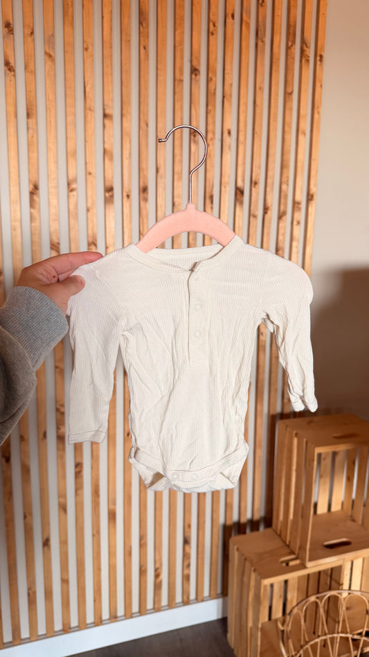 MM - Consignment - Mebie Baby Cream Ribbed Bodysuit Newborn