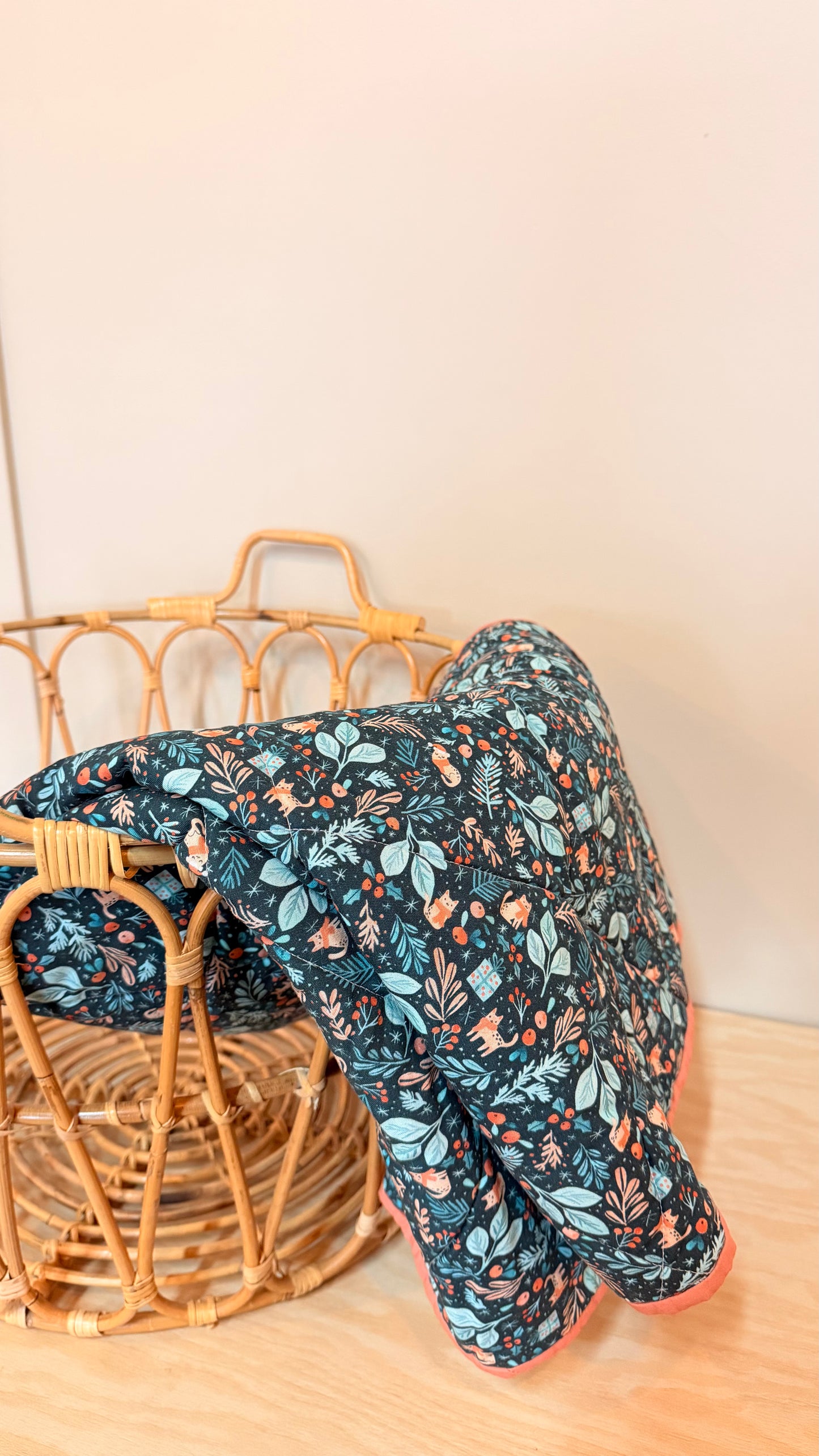 baby B basics - Blue Whimsical Winter Quilted Baby Blanket 32x40