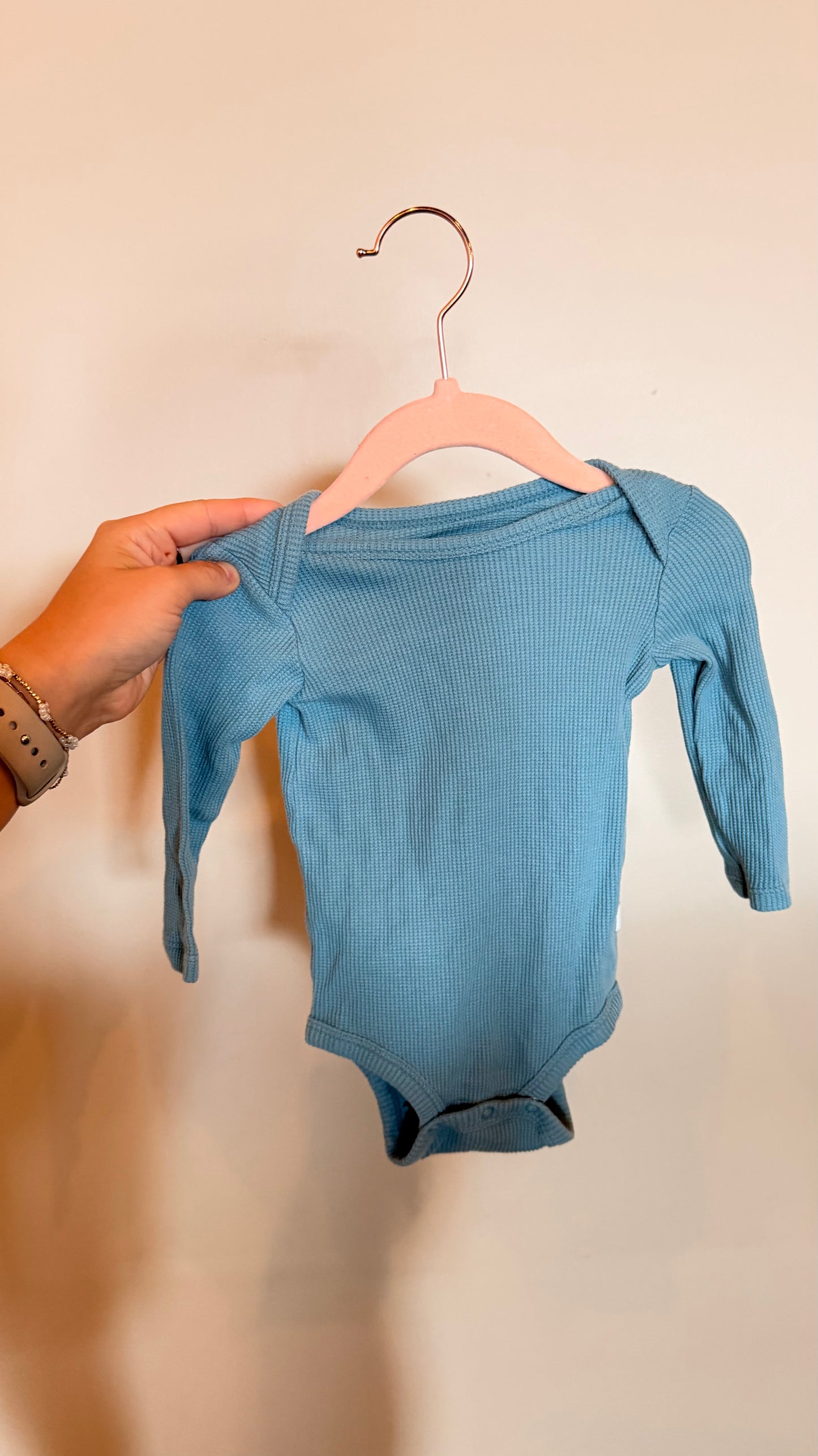 LK Consignment - Loulou Lollipop Blue Waffle Bodysuit 0-3M