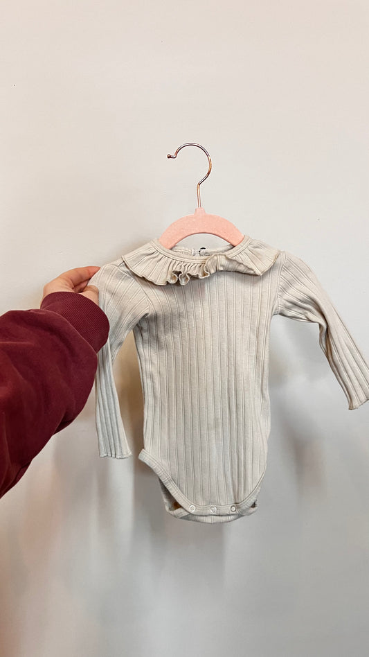 DL - Consignment - Rylee & Cru Taupe Ruffle Bodysuit - 3-6M