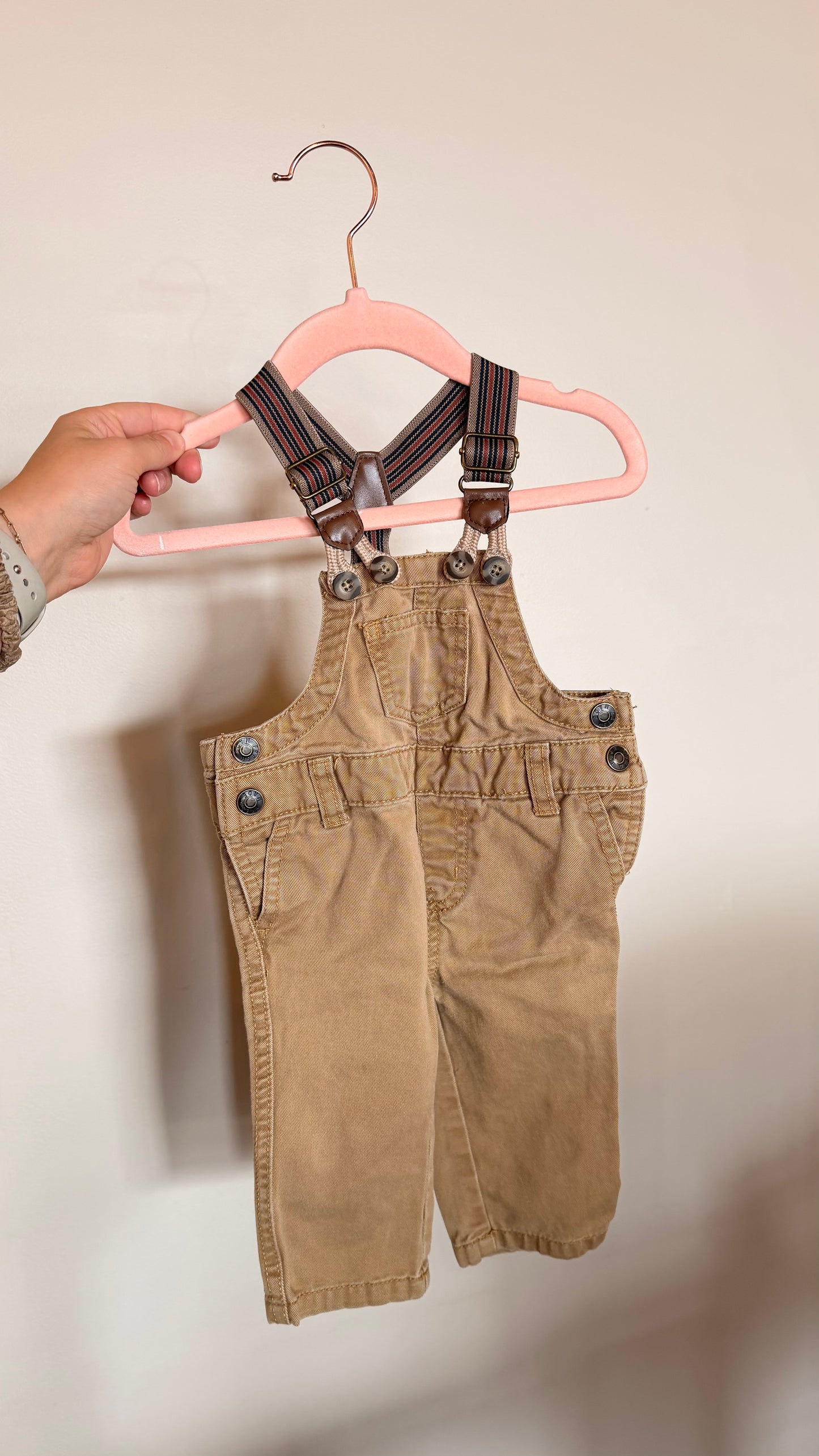 CM - Consignment - Joe Fresh Beige Overalls -3-6M
