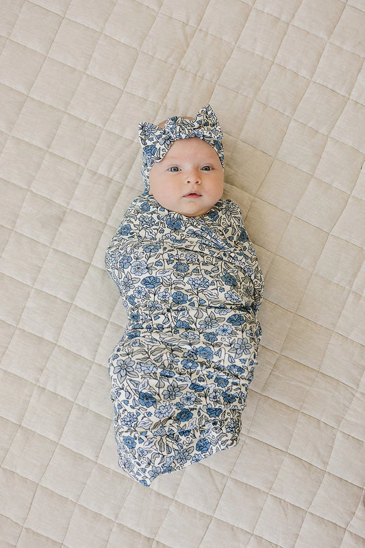 Pre Order - Mebie Baby - Bluebell Pointelle Bamboo Head Wrap
