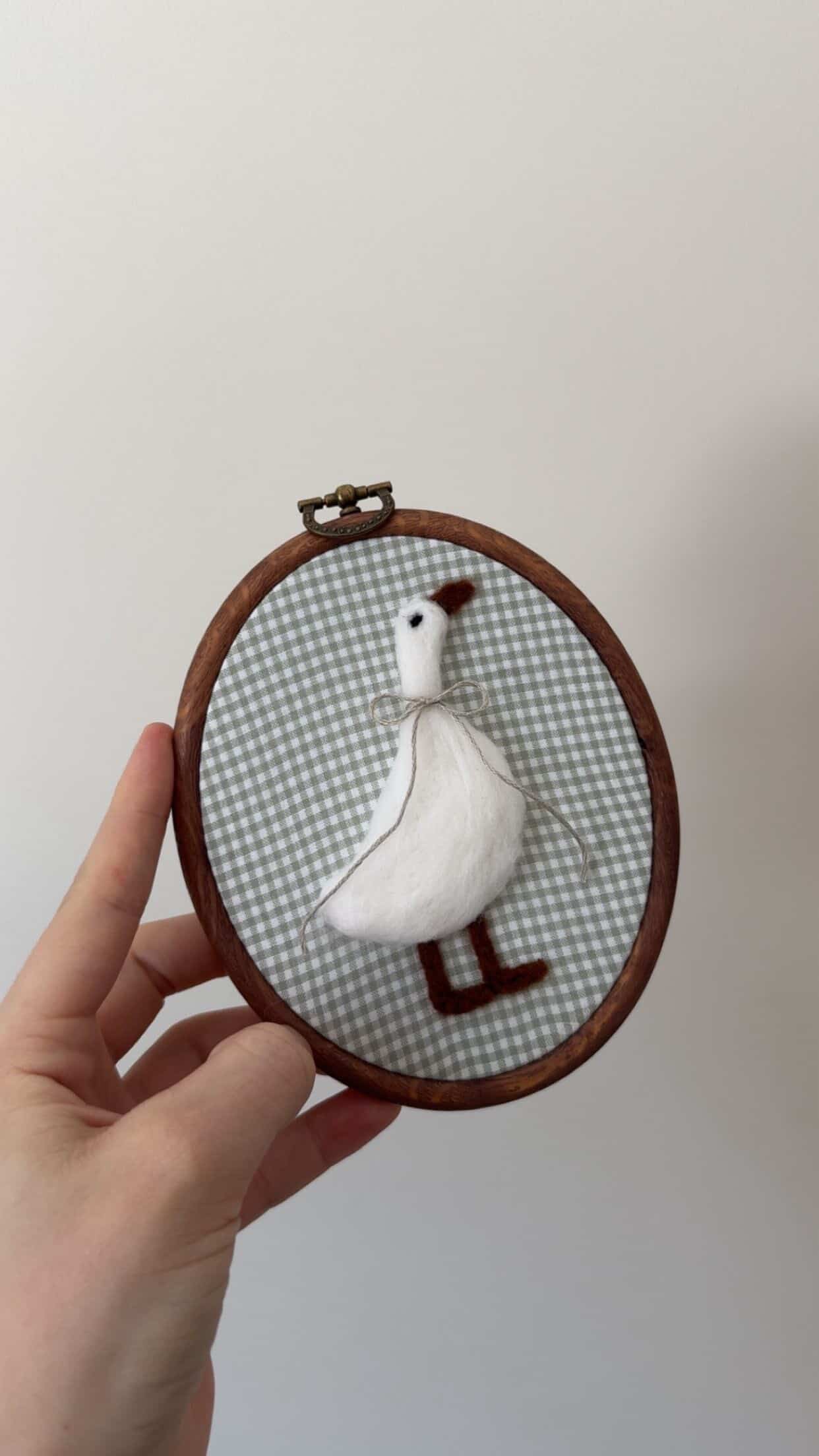 Stitched Keepsakes Co - Felted Gingham Silly Goose Embroidery