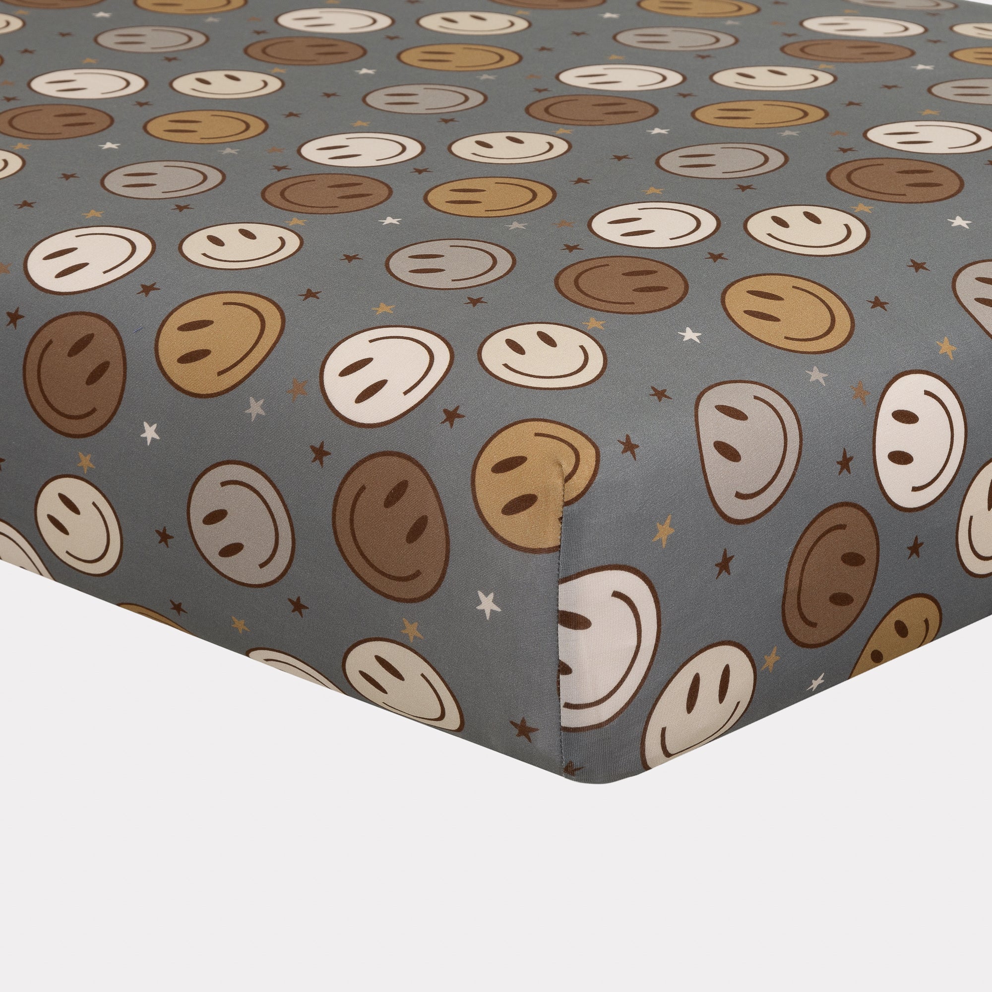 Pip & Phee - Bamboo Crib Sheet - Brown Smiley