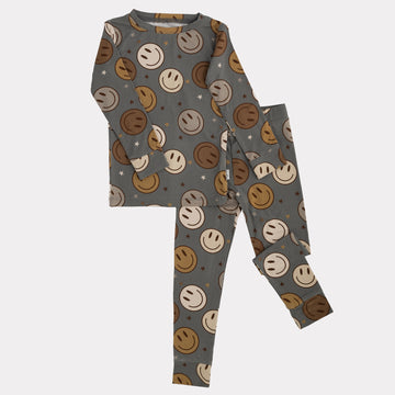 Pip & Phee - Two Piece Bamboo Set - Brown Smiley