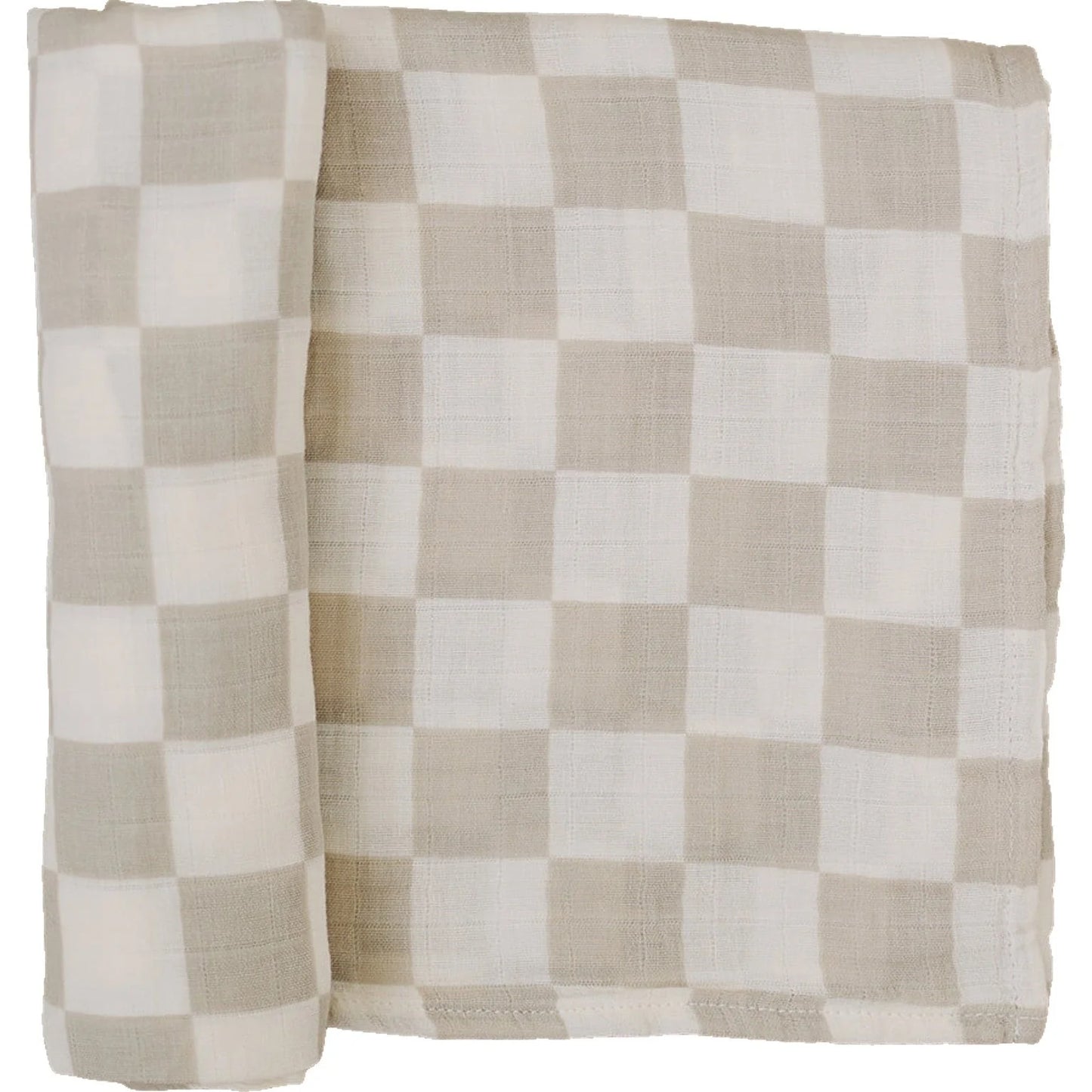 Pre Order - Mebie Baby - Taupe Checkered Muslin Swaddle Blanket