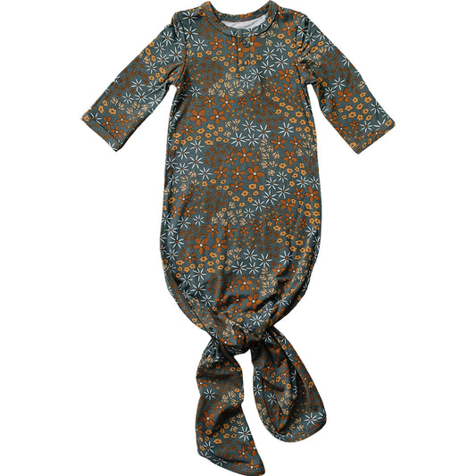 Mebie Baby - Navy Floral Bamboo Knot Gown