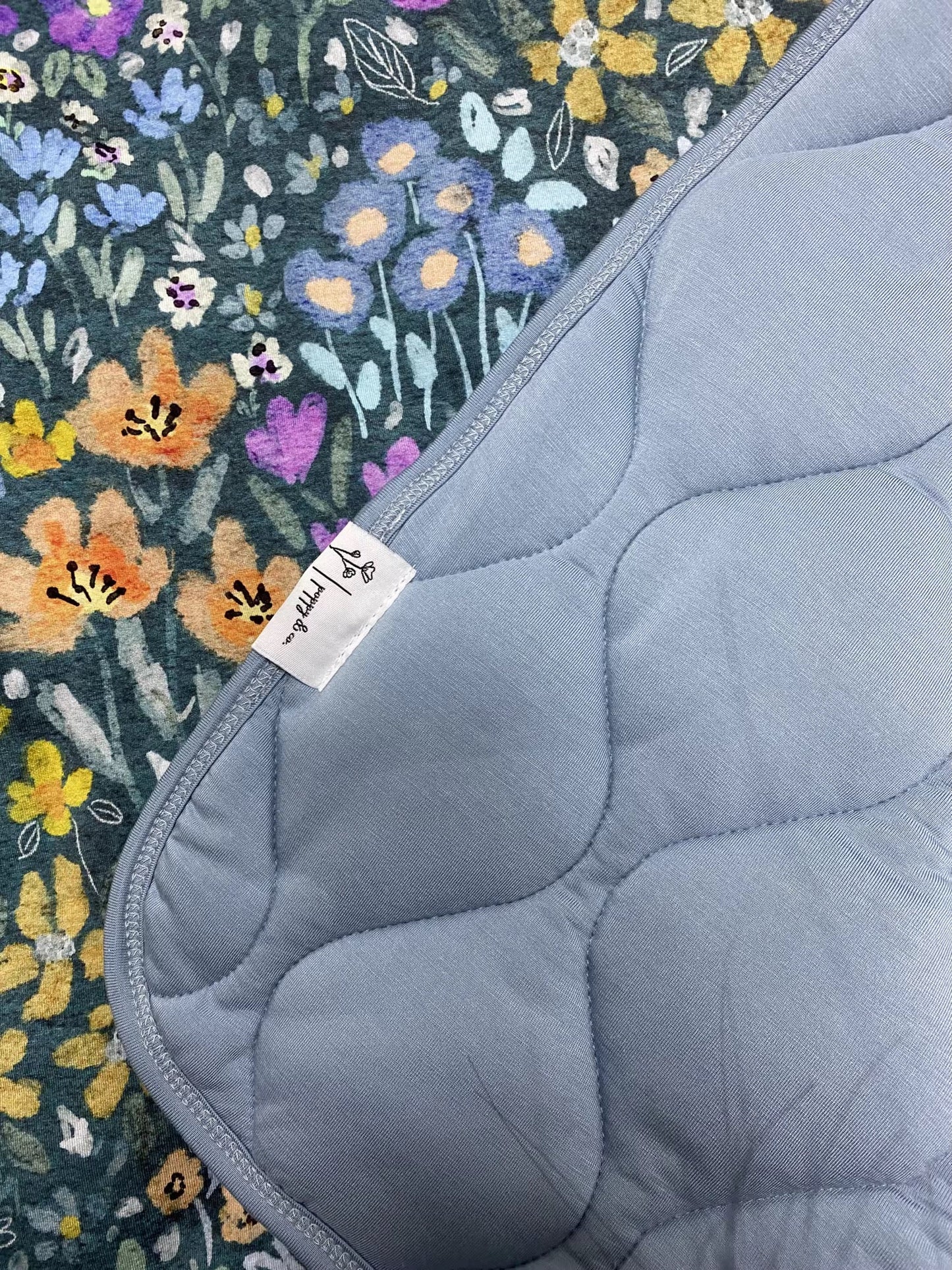 Poppy & Co - Teal Meadow Bamboo Quilted Blanket - 50 x 70 Inches