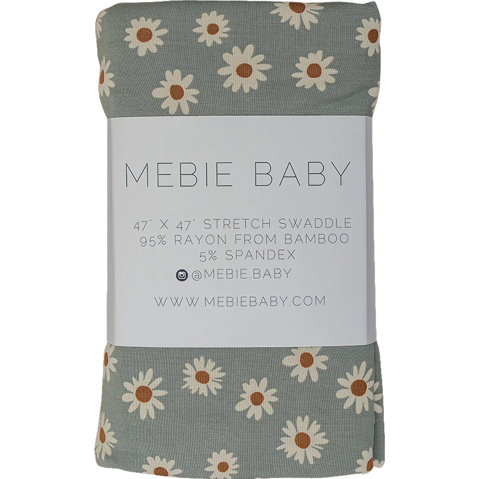 Mebie Baby - Light Green Daisy Bamboo Stretch Swaddle