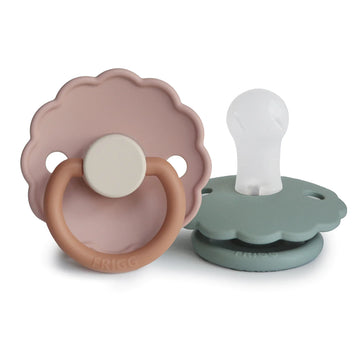 FRIGG Daisy Silicone Baby Pacifier | 2-Pack - Biscuit/Lily Pad