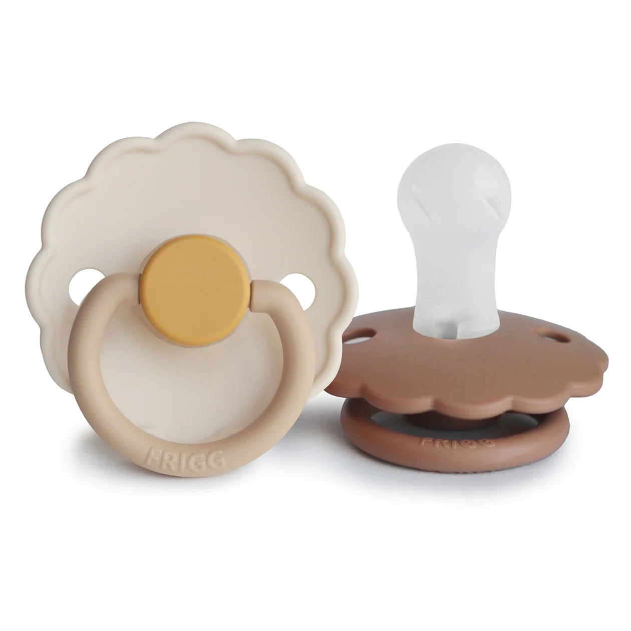 FRIGG Daisy Silicone Pacifier 2-Pack - Chamomile/Peach Bronze