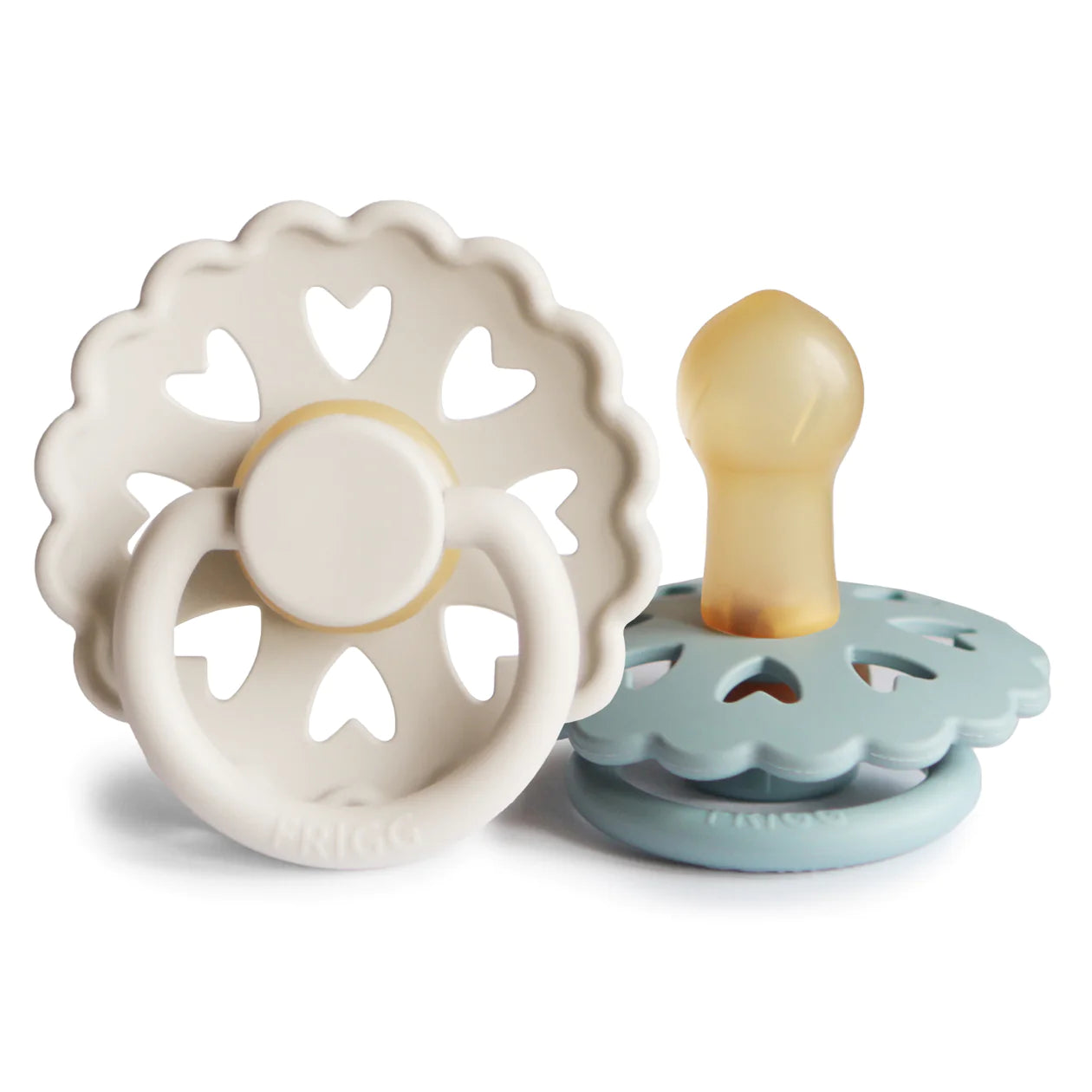 Frigg Andersen Rubber Baby Pacifier | 2-Pack - Cream/Stone Blue