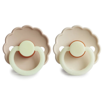FRIGG Daisy Night Natural Rubber Pacifier 2-Pack - Croissant/Cream