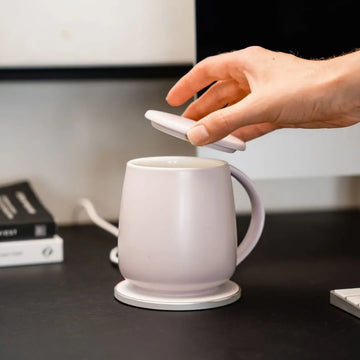 Tease Wellness - Smart Heated Mug Kit 2.0 | Warmer + Wireless Charger - Grey Lilac