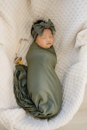Mebie Baby - Winter Green Organic Cotton Ribbed Head Wrap