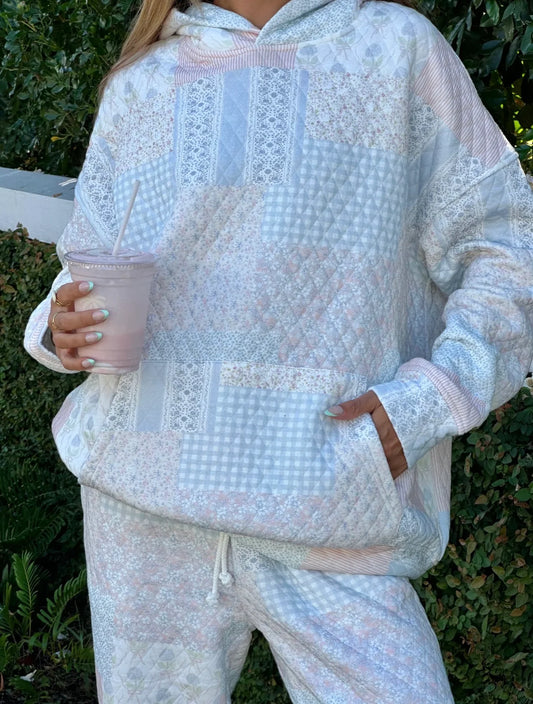 Blush Peony Boutique - Sunkissed Coconut - Shades of Blue Quilted Hoodie