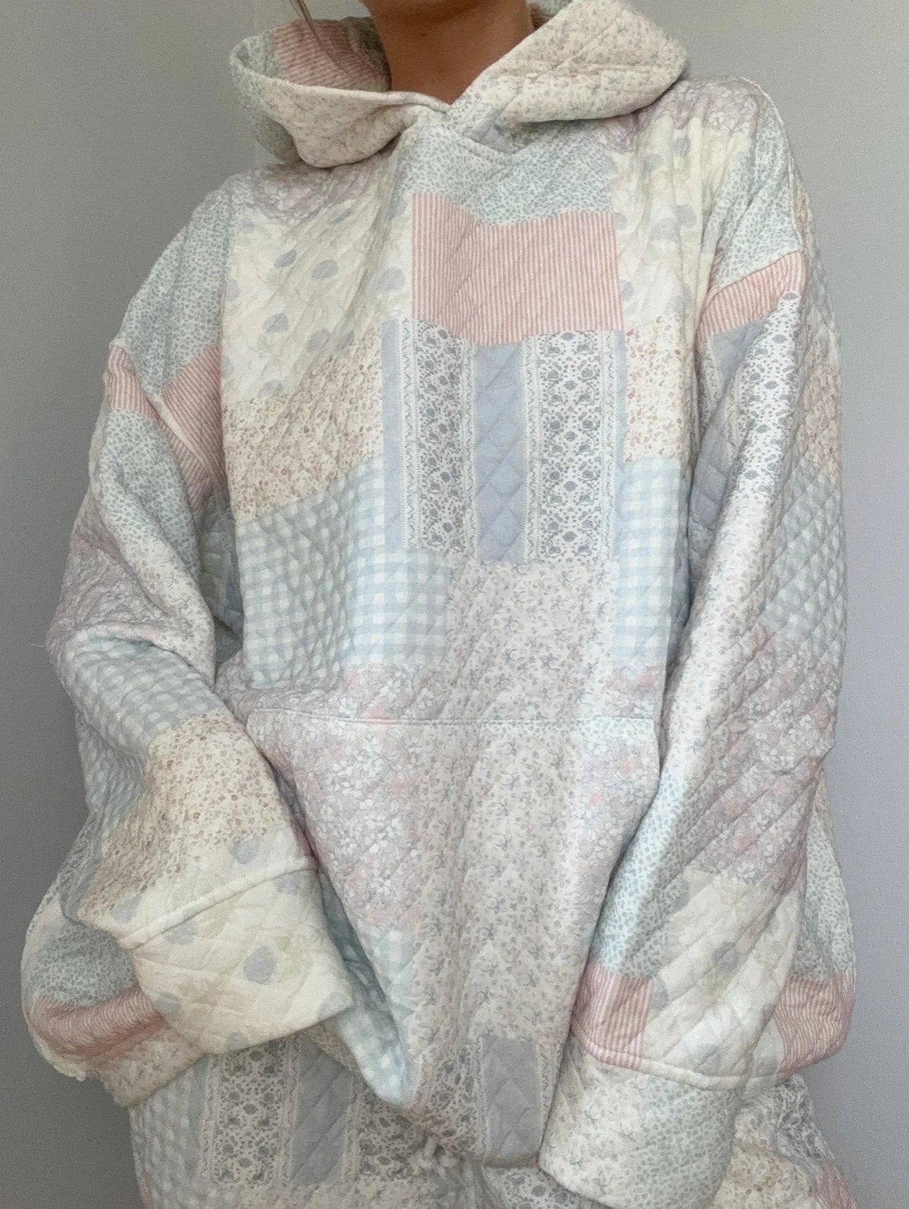 Blush Peony Boutique - Sunkissed Coconut - Shades of Blue Quilted Hoodie