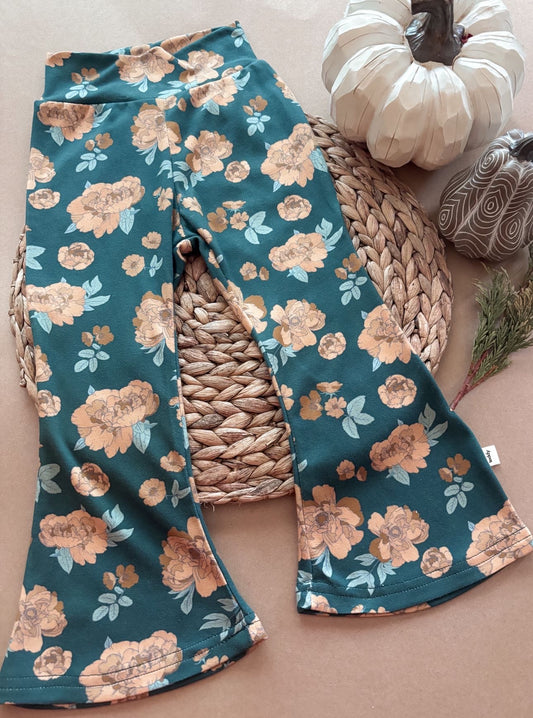 Teddy Little - Green Floral Flares