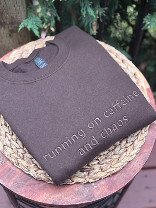 Teddy Little Apparel - Running on Caffeine & Chaos - Cocoa