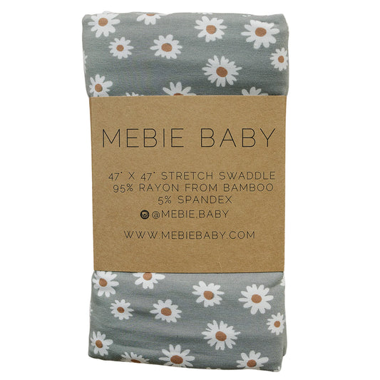 Mebie Baby - Light Green Daisy Bamboo Stretch Swaddle