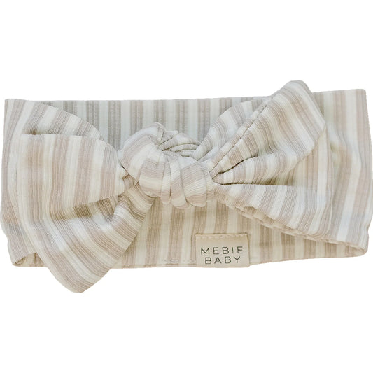 Mebie Baby - Taupe Stripe Ribbed Bamboo Head Wrap