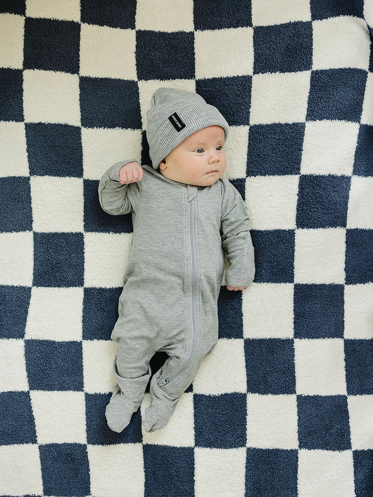 Mebie Baby - Navy Checkered Plush Blanket