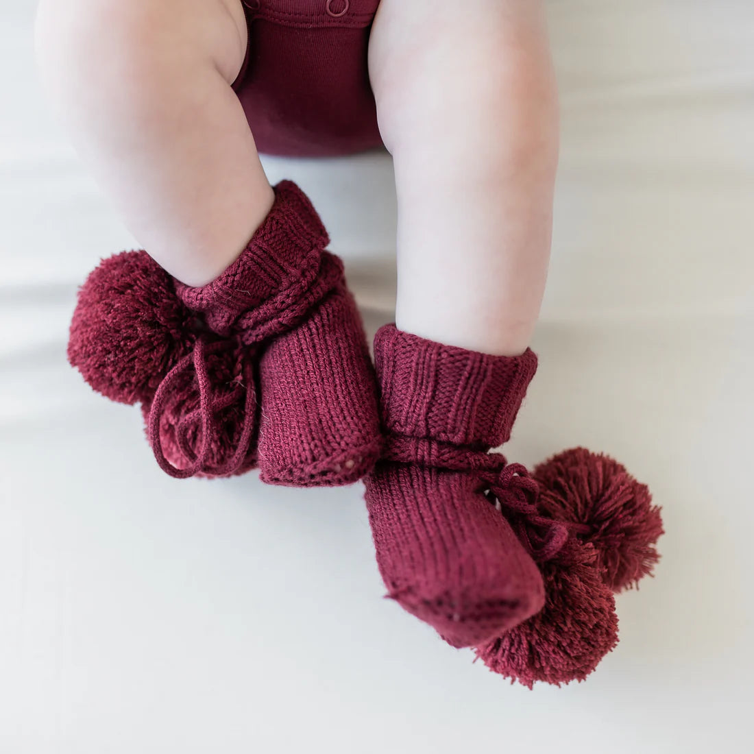Kyte Baby - Knit Booties in Burgundy