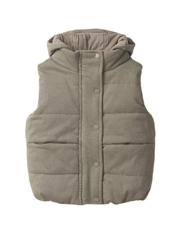 LITTLE BIPSY - HOODED PUFFER VEST - ARMY GREEN