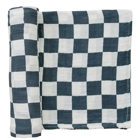 Mebie Baby - Charcoal Checkered Muslin Swaddle Blanket