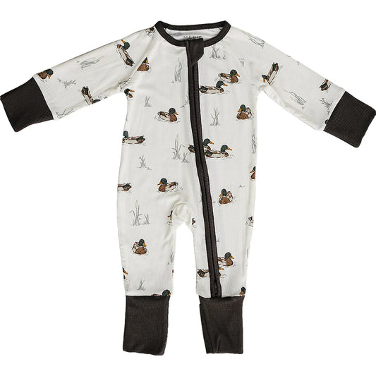 Pre Order - Mebie Baby - Ducks Ribbed Zipper