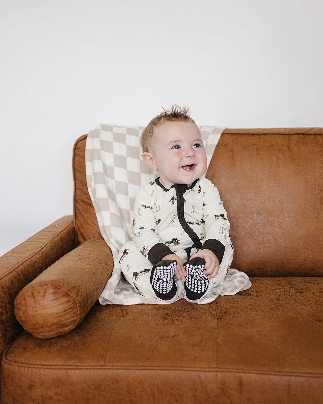 Pre Order - Mebie Baby - Ducks Ribbed Zipper