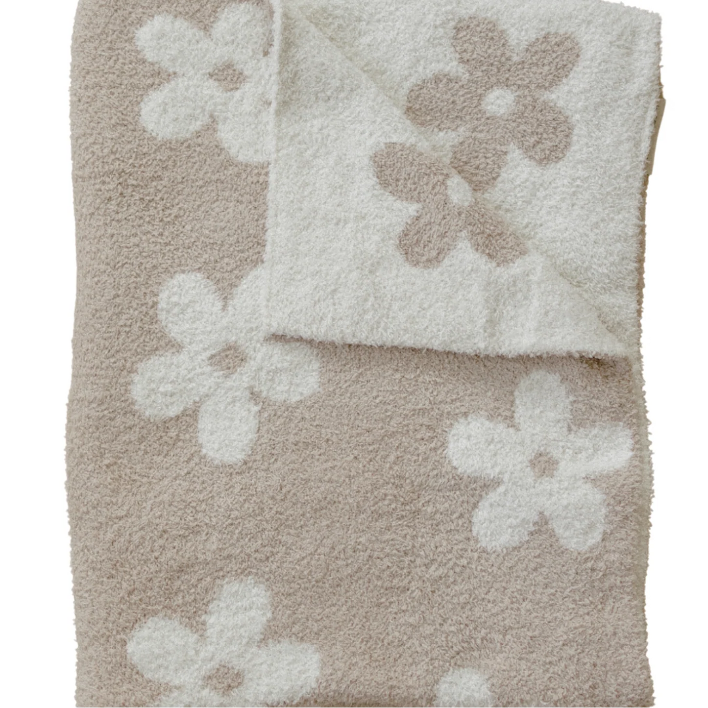 Pre Order - Mebie Baby - Taupe Daisy Plush Blanket