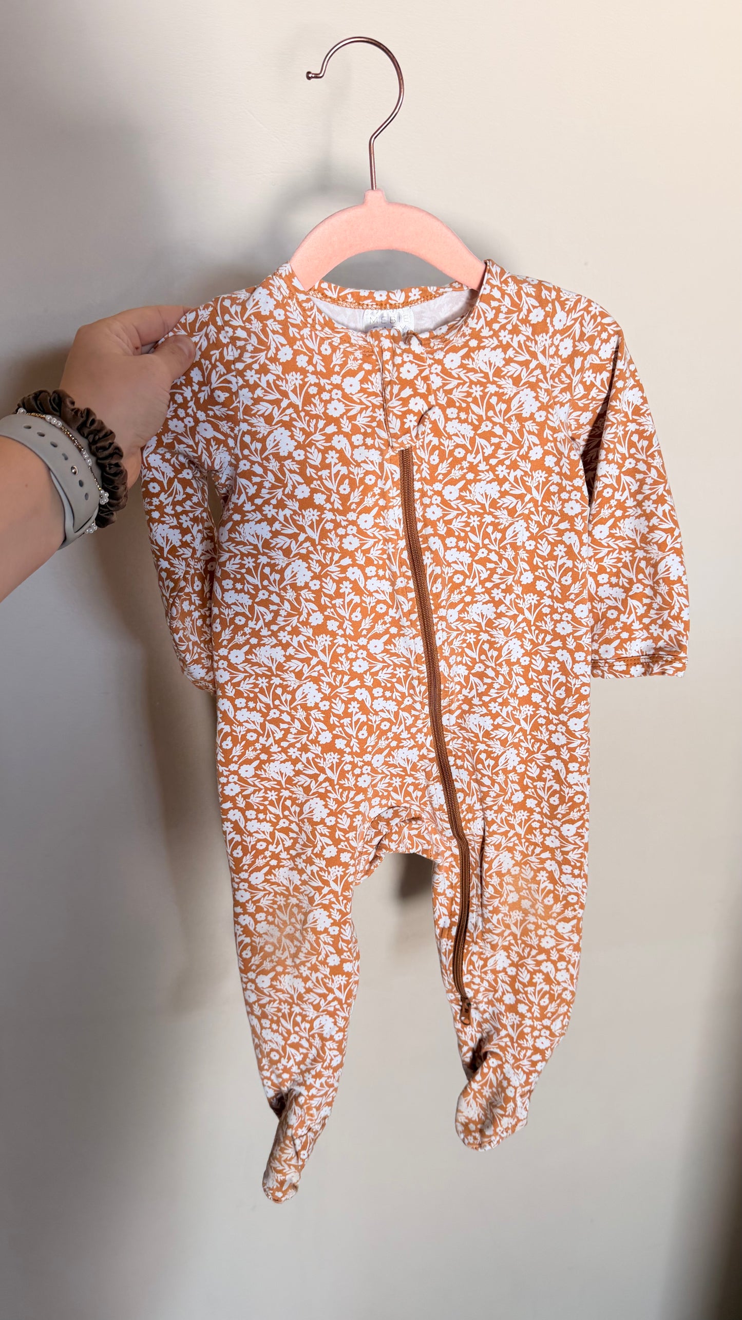 KD Consignment - Mebie Baby Mustard Floral Sleeper 12-18M