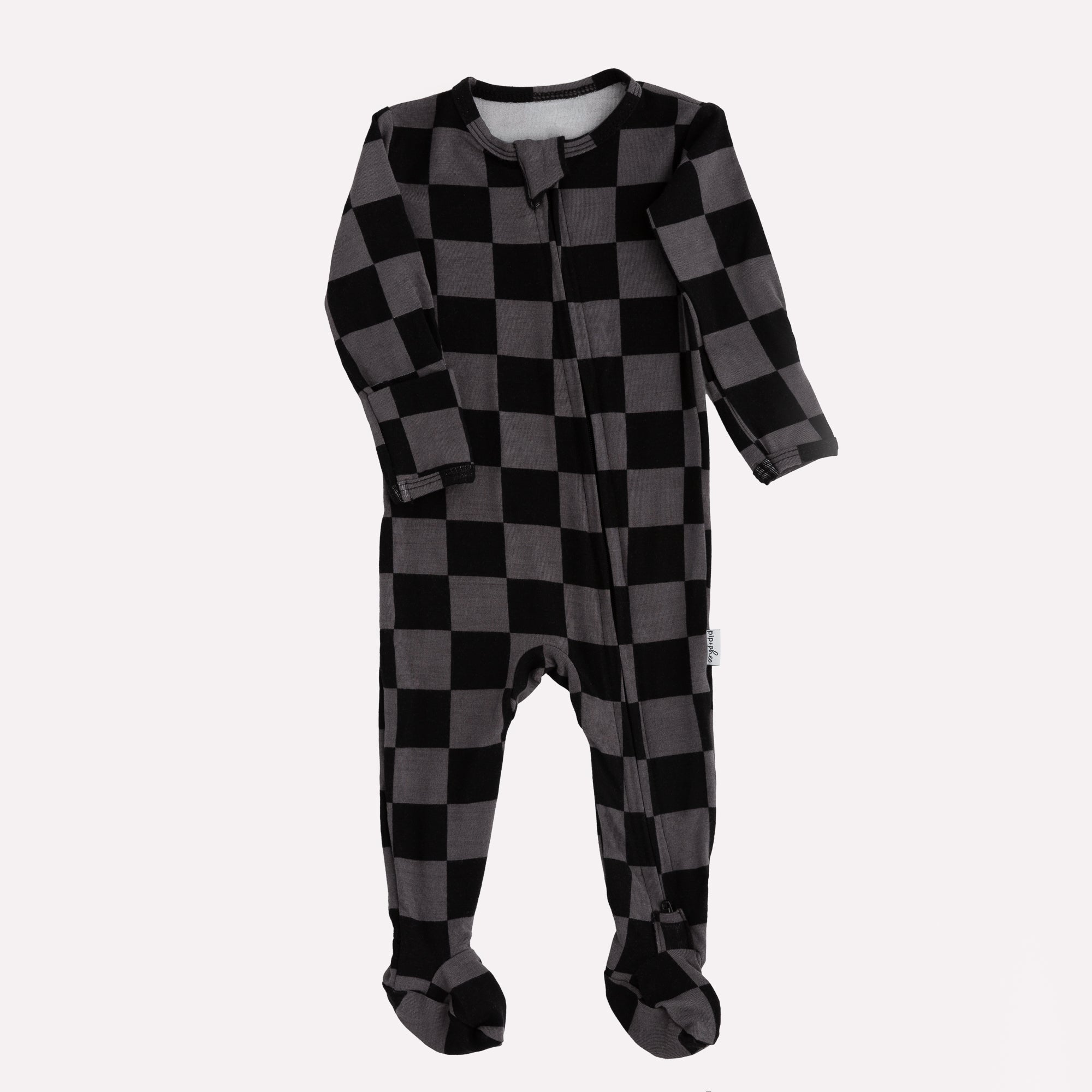 Pip & Phee - Bamboo Footed Sleeper - Charcoal Check