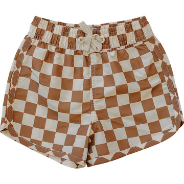 Mebie Baby - Rust Checkered Swim Shorts